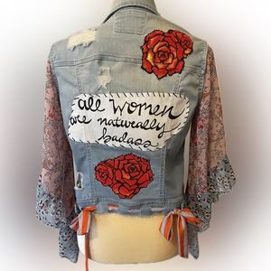 Every Woman is Naturally a Badass distressed jacket